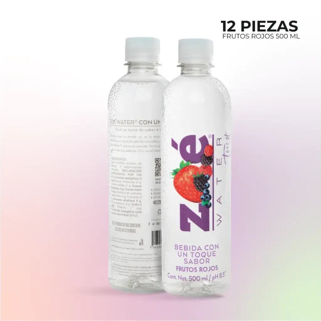 Zoé Water Twist Frutos Rojos 500ml (12 pzas)
