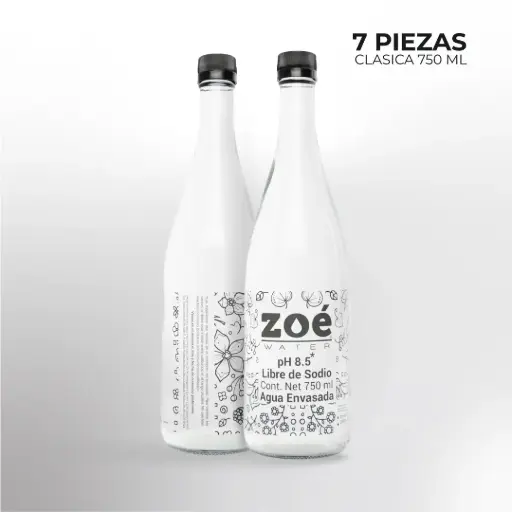 [ZWC-BV-750-6] Zoé Water 750ml de vidrio (caja con 6 piezas) 